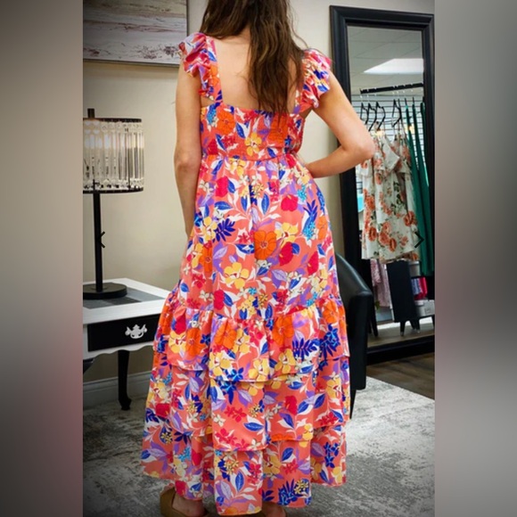 Women Print Sleeveless Ruffle Tiered Maxi Dress new without tag - Picture 4 of 4